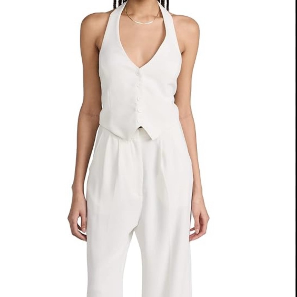 Amanda Uprichard Cream Halter Jumpsuit